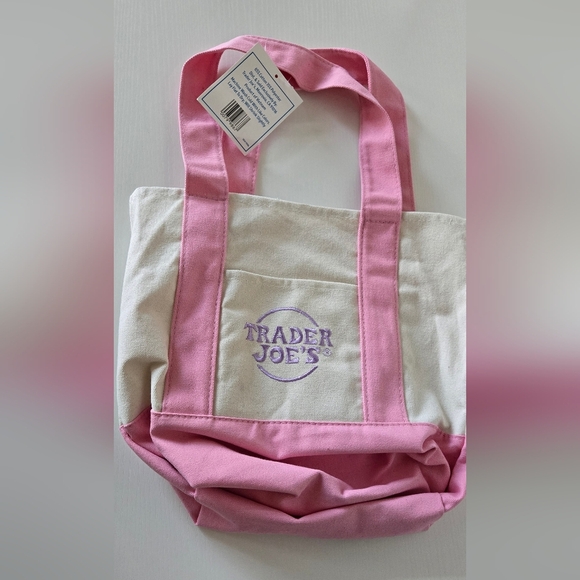 Trader Joes's Canvas Pastel Mini Pink Tote  Bag 2025 - Picture 1 of 6